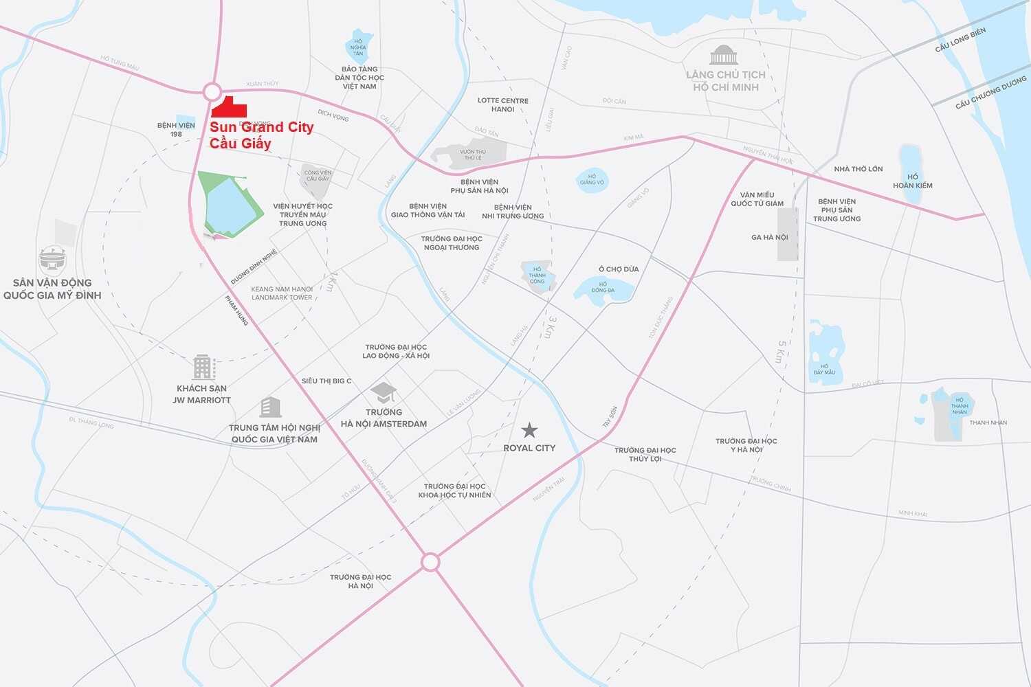 Vị trí Sun Grand City Cầu Giấy – Giao điểm vàng giữa các trục phát triển